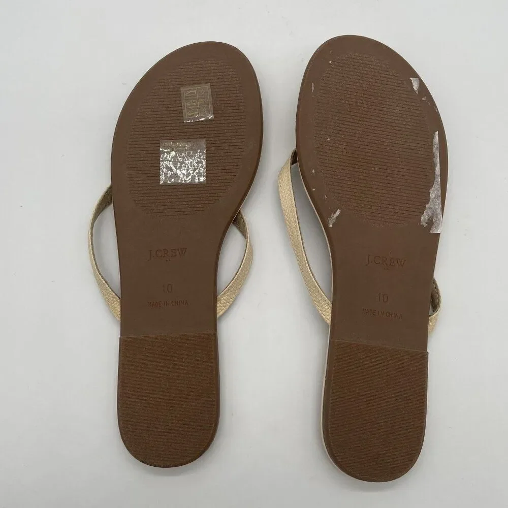 J Crew Shoes Womens Size 10 Tan Beige Flip Flop Sandals BW890‎ Casual